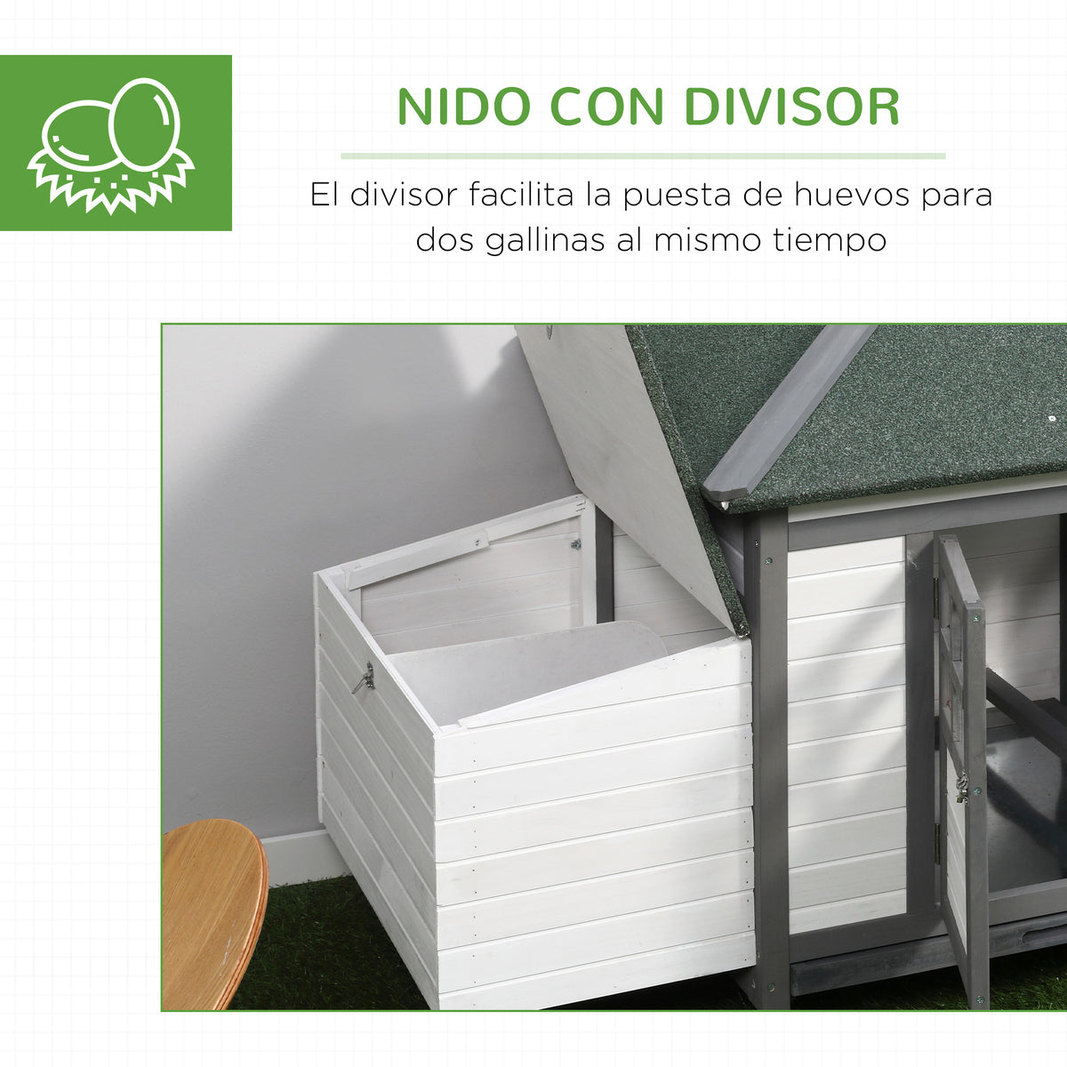 Gallinero De Madera Con Nido Zona Abierta Pawhut 196x76x97 Cm Gris_5