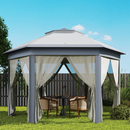 Carpa Plegable Outsunny Poliéster, Metal Gris 405x340x285 Cm_4