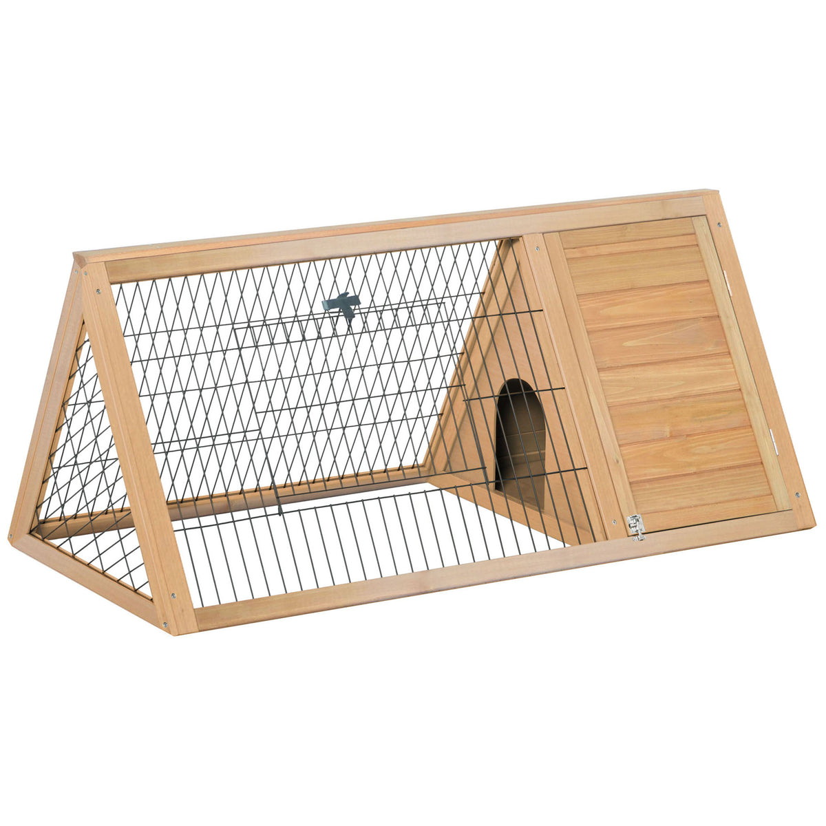Jaula Para Conejos Pawhut Madera De Abeto, Metal Madera Natural 116x62.2x52.5 Cm_0