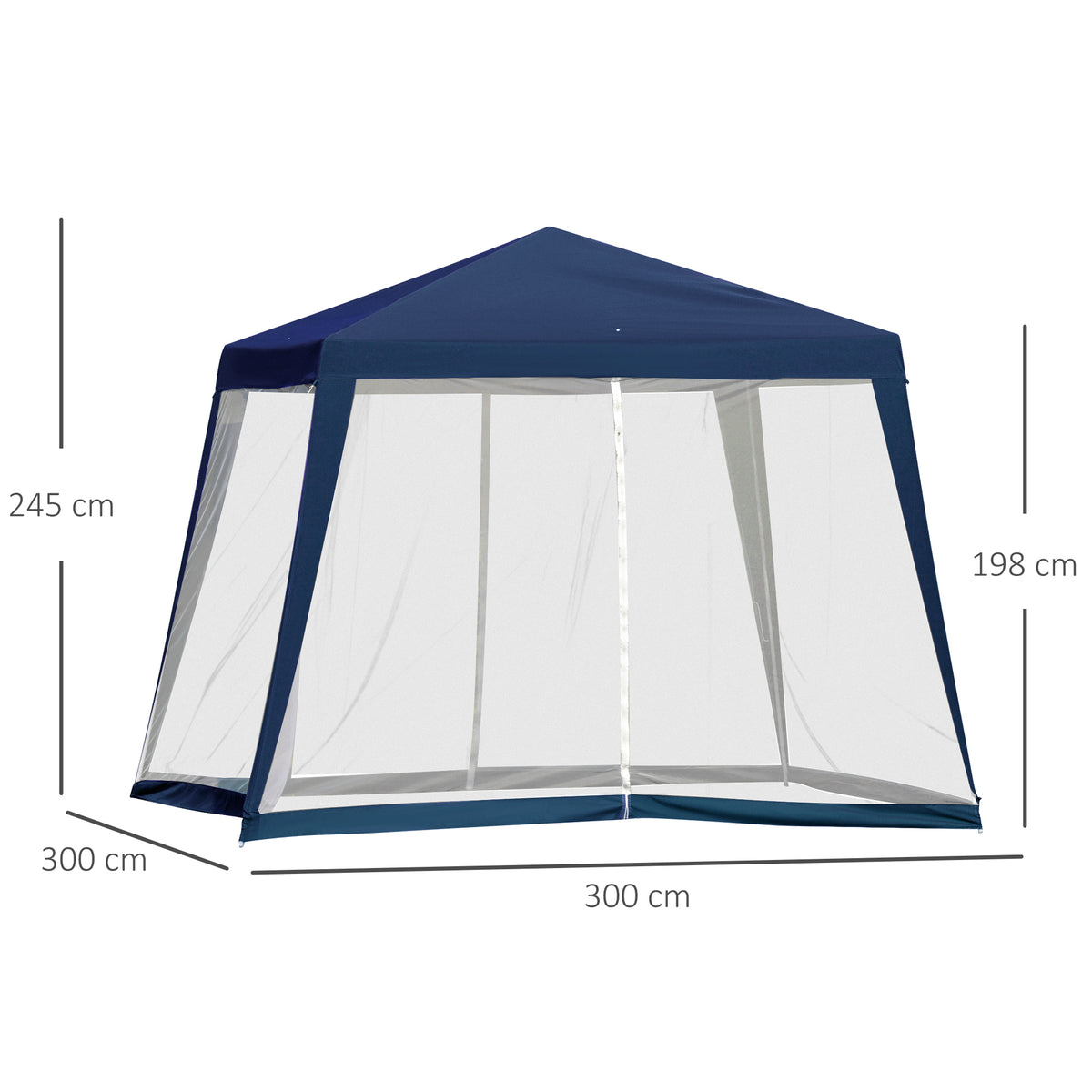 Carpa De Jardín Con 4 Partes Laterales Outsunny 3x3x2,45 M Azul_2
