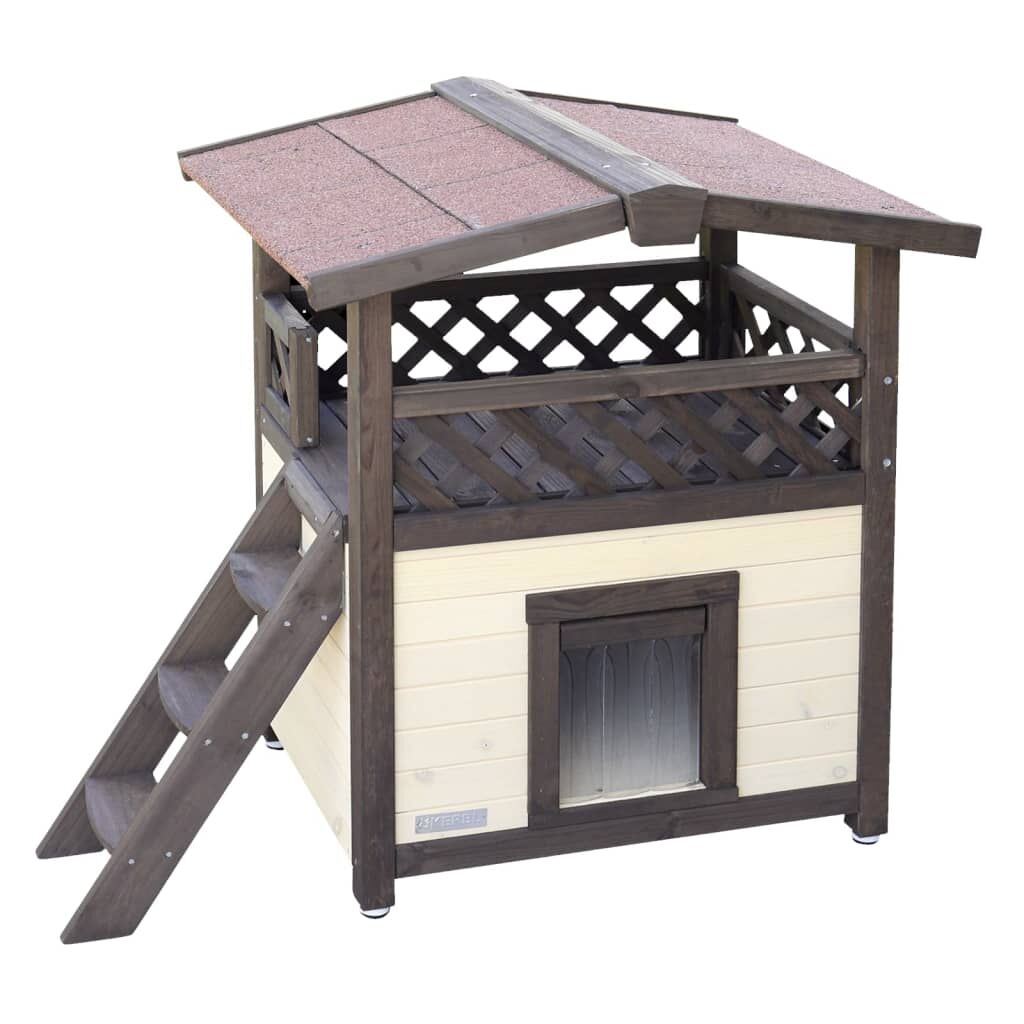 Kerbl Casa Para Gatos Con Calefacción Deluxe Marrón Oscuro 88x57x77 Cm_0