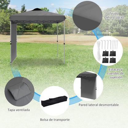 Carpa Plegable Outsunny Acero, Tela Oxford Gris Oscuro 247x247x268 Cm_5