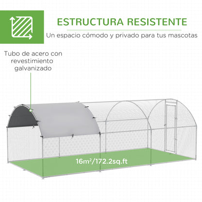 Gallinero Exterior Para 12-18 Gallinas Pawhut 5,7x2,8x1,97m Plata_5