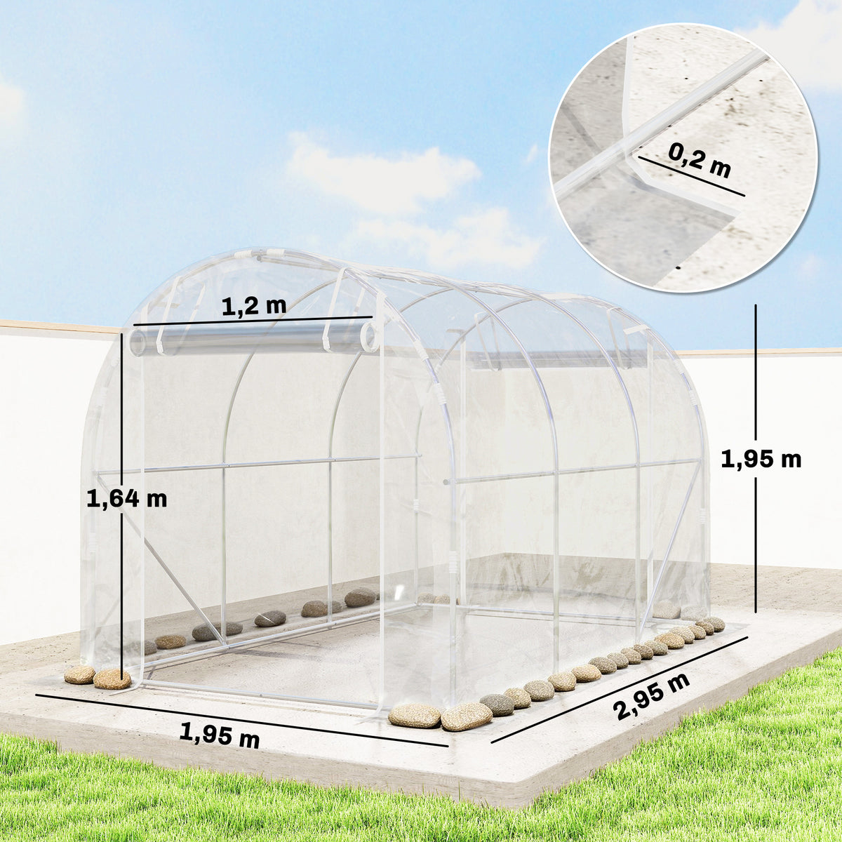 Invernadero De Túnel Outsunny Acero Galvanizado, Pe Transparente 295x195x195 Cm_2
