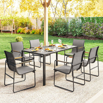 Conjunto De Jardín Outsunny Acero Galvanizado, Textilene Gris 150x80x73 Cm_4