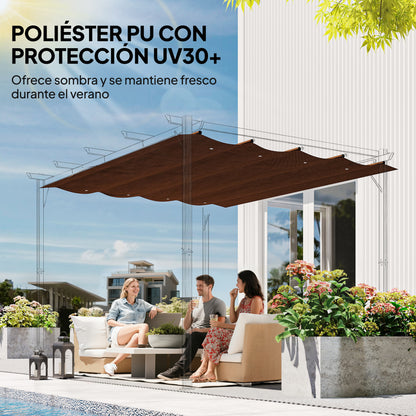Techo De Pérgola Outsunny Poliéster Café 286x245x16 Cm_4