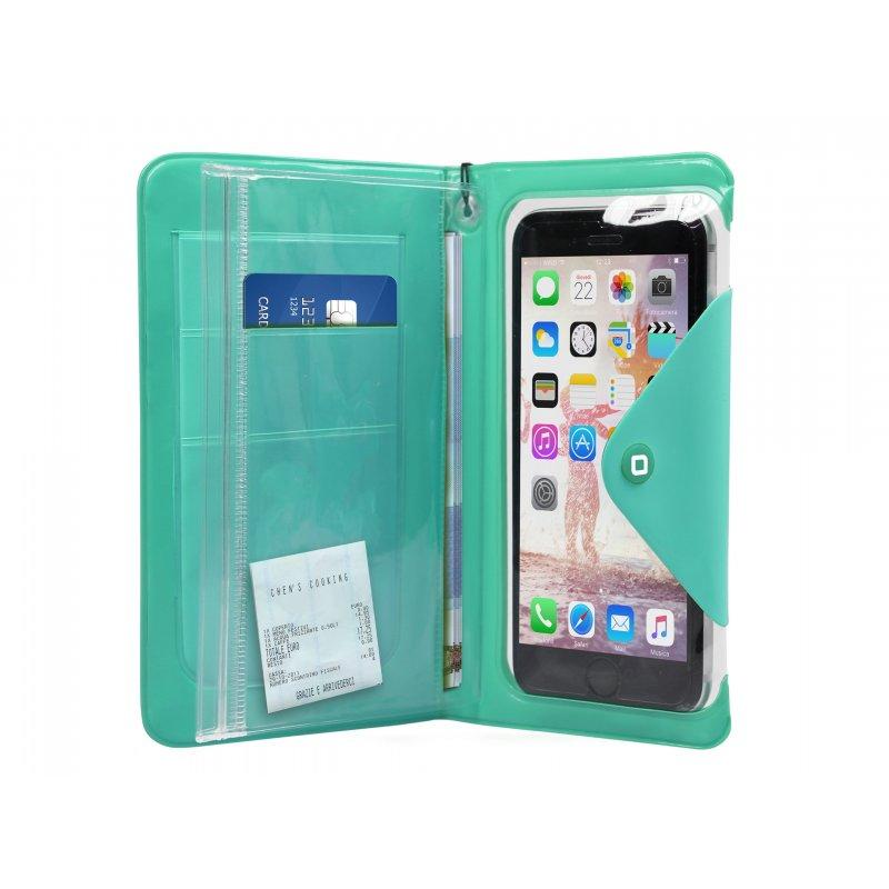 Funda tipo libro impermeable para smartphone hasta 5" SBS aguamarina