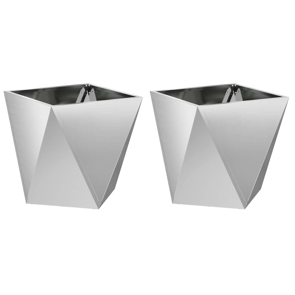 Jardinera 2 Uds. Plateado 40 X 40 X 40 Cm Acero Galvanizado_0