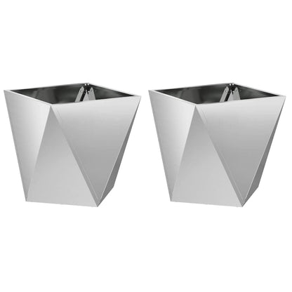 Jardinera 2 Uds. Plateado 40 X 40 X 40 Cm Acero Galvanizado_0