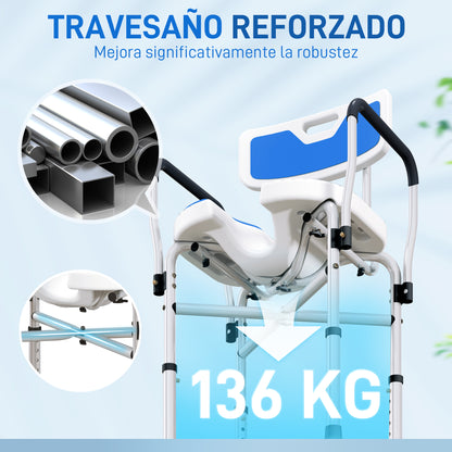 Silla De Ducha Homcom Hdpe, Aluminio Azul 53x41.5x91.5 Cm_5