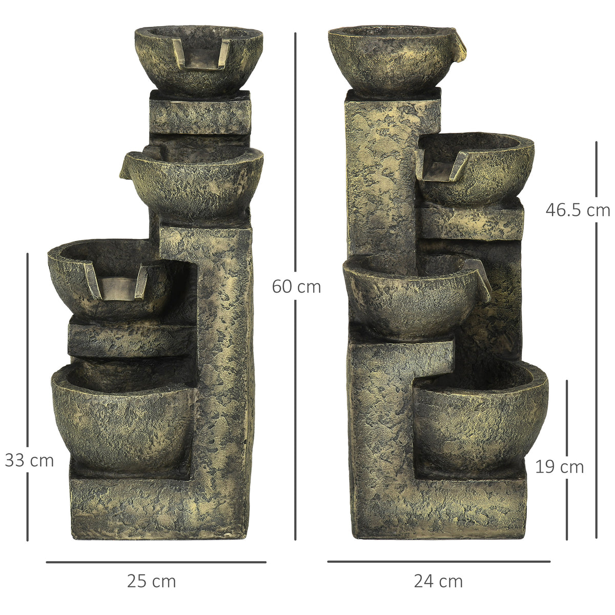 Fuente De Jardín Outsunny Resina Multicolor 25x24x60 Cm_2