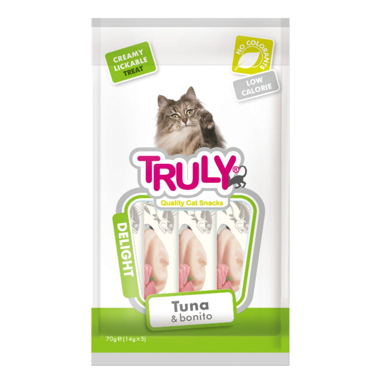 Stick De Crema Para Gato De Atun Y Bonito Truly 12 Bolsas X 70 Gr (12 X 5 Sticks)_0