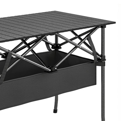Mesa De Camping Outsunny Aluminio, Metal Negro 93x55x68 Cm_4