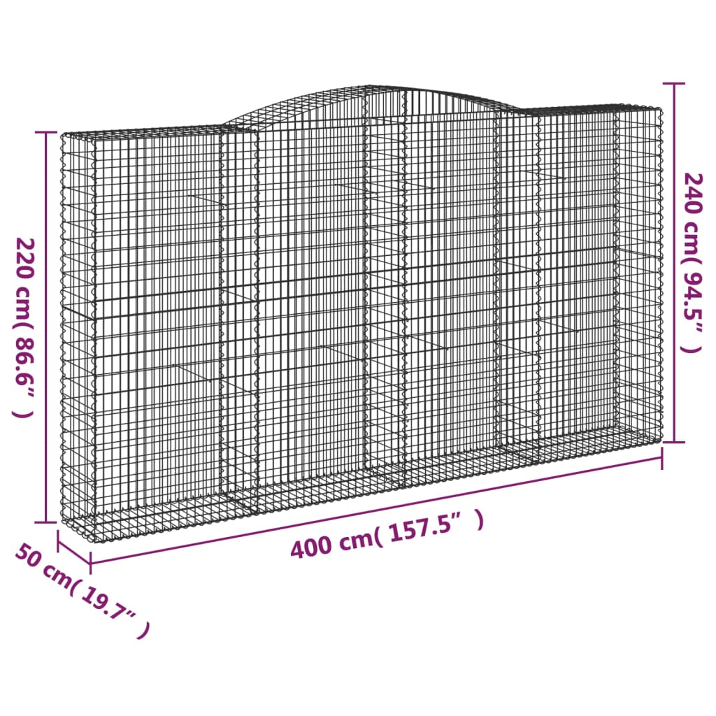 Cestas De Gaviones 8 Uds Forma De Arco Hierro 400x50x220/240 Cm_5