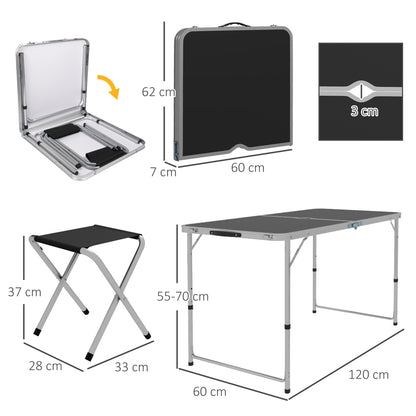 Mesa Camping Plegable Outsunny Mdf, Aleación De Aluminio Negro 120x60x77 Cm_2