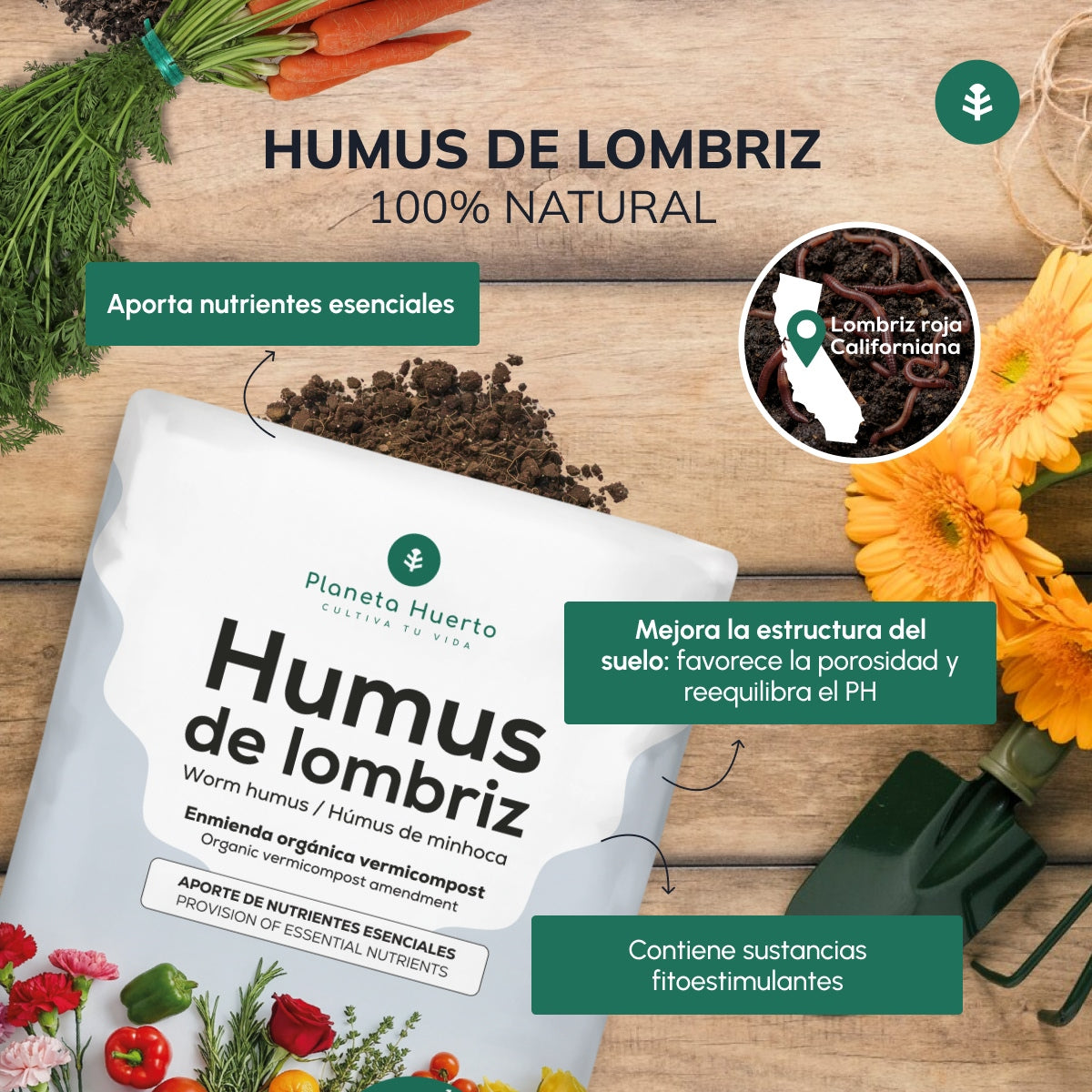 Pack 2x Humus de Lombriz 100% Natural Planeta Huerto 10 L