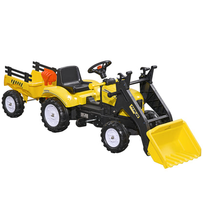 Tractor Infantil Homcom Pp, Pvc, Metal Amarillo 167x41x52 Cm_0