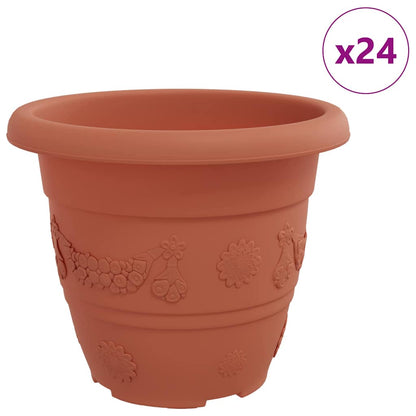 Maceta Redonda Para Flores 24 Uds. Rojo Ladrillo Ø 22 X 18 Cm_0