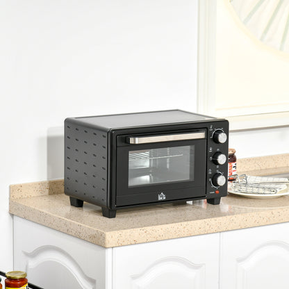 Horno Eléctrico Homcom Metal, Vidrio Templado Negro 46x38.5x29 Cm_1