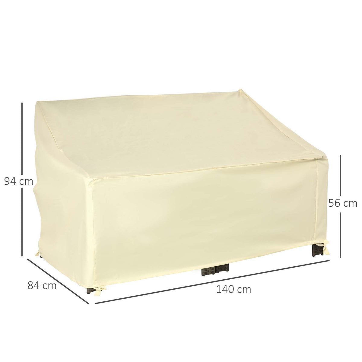 Funda Protectora Para Banco De 2 Plazas Outsunny 140x84x56 / 94 Cm Crema_2