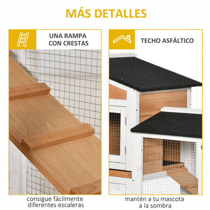 Conejera Pawhut Madera De Abeto, Acero Madera Natural 157.4x53x99.5 Cm_5