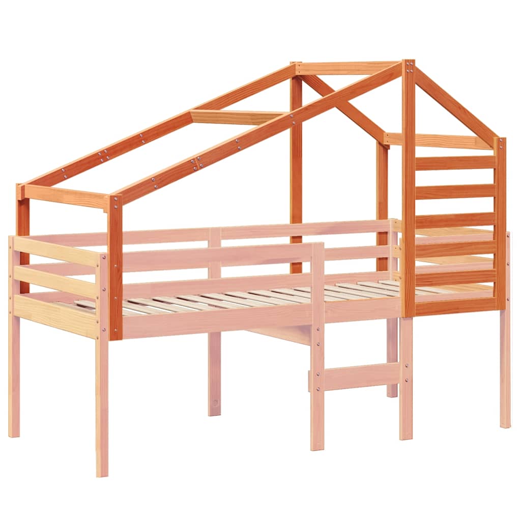 Techo De Cama Infantil Madera Maciza Pino Marrón 198x97x113 Cm_2