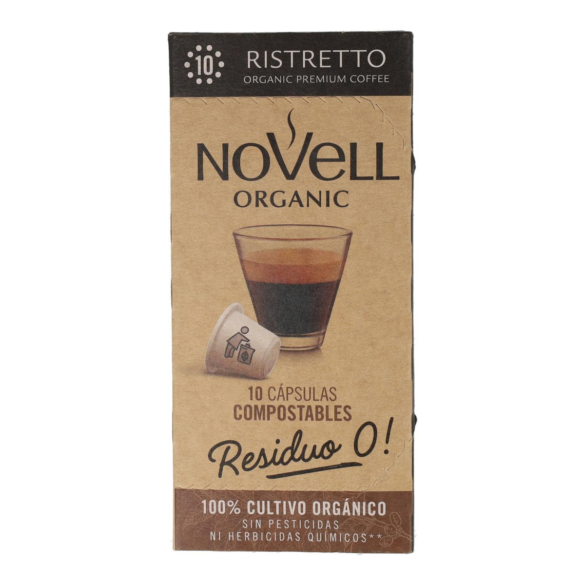 Cápsulas compostables de café ristretto para nespresso Novell 10 unidades