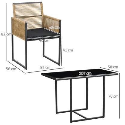 Muebles De Jardín Outsunny Acero, Pe Natural Y Negro 107x58x70 Cm_2