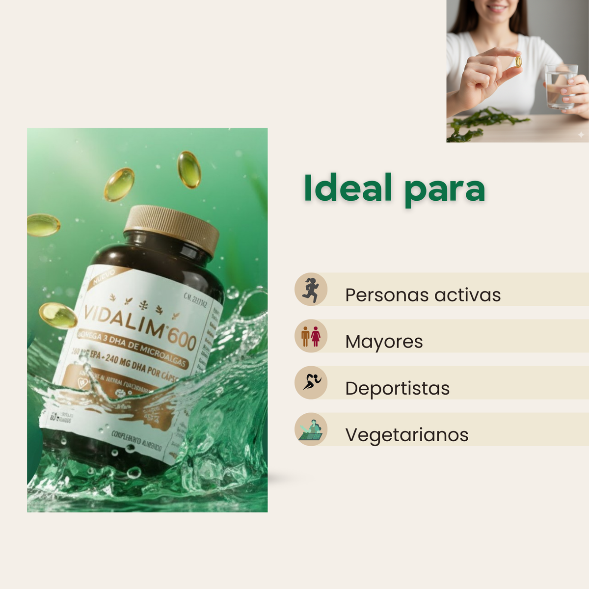 VIDALIM 600. Omega 3 de microalgas con 360 mg de EPA y 240 mg de DHA – 60 Cápsulas Vidalim_5