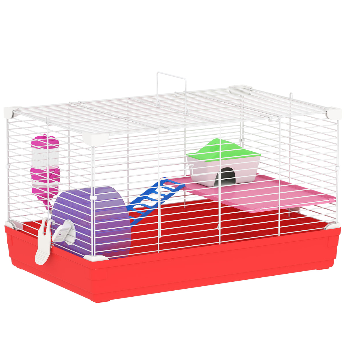Jaula Para Hámster Con 1 Piso Comedero Pawhut 47x30x27 Cm Blanco_0