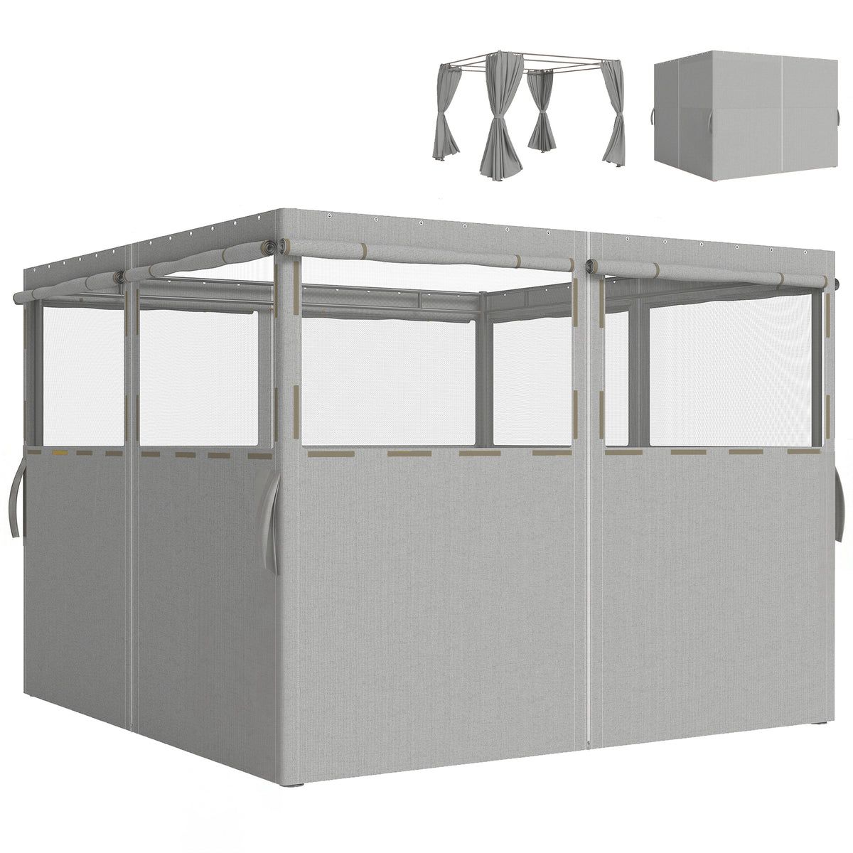 Laterales Para Carpa Outsunny Poliéster Gris Claro 300x198 Cm_0