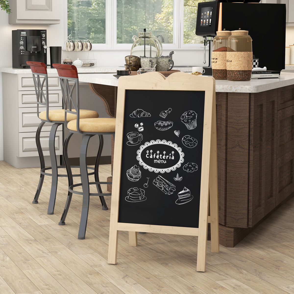 Pizarra Caballete Vinsetto Abeto, Mdf Madera Natural 51x60x101 Cm_1