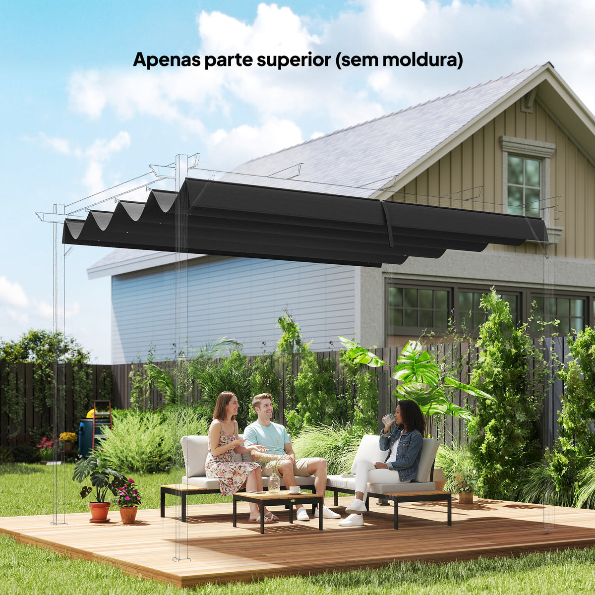 Techo De Pérgola Outsunny Poliéster Gris Oscuro 286x245 Cm_1
