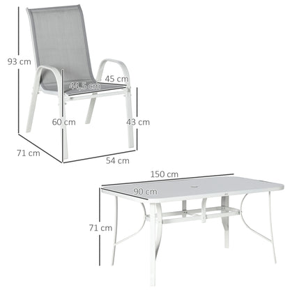 Muebles De Jardín Outsunny Metal, Textilene Gris Claro 150x90x71 Cm_2