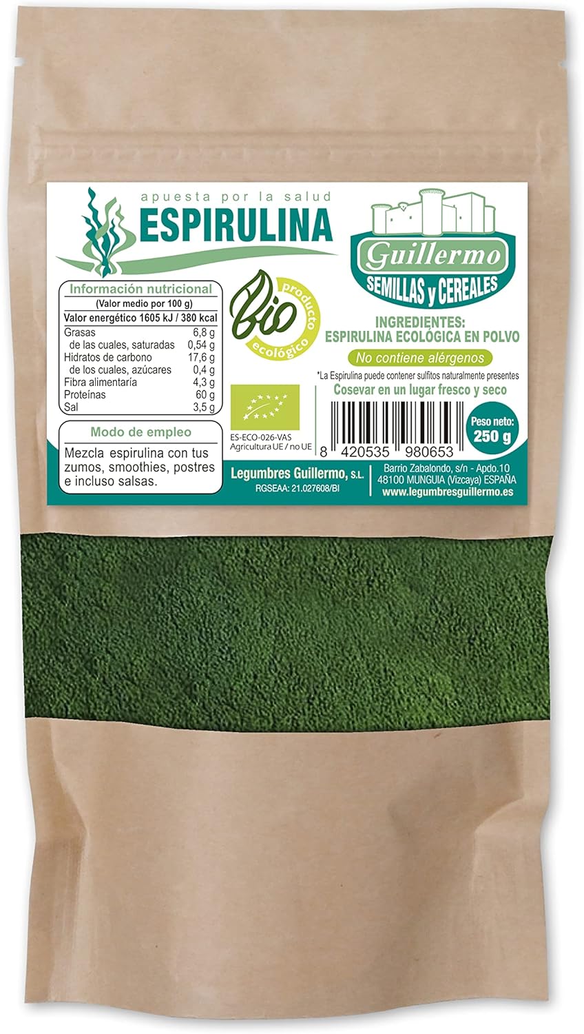 Espirulina En Polvo Bio - 250 G, Doy Pack_0