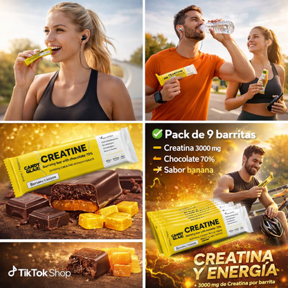 Candyglam Creatine | Gummy Bar Vegana Con Chocolate 70% | 3g Creatina Creavitalis® | Pack 24 Barritas_4