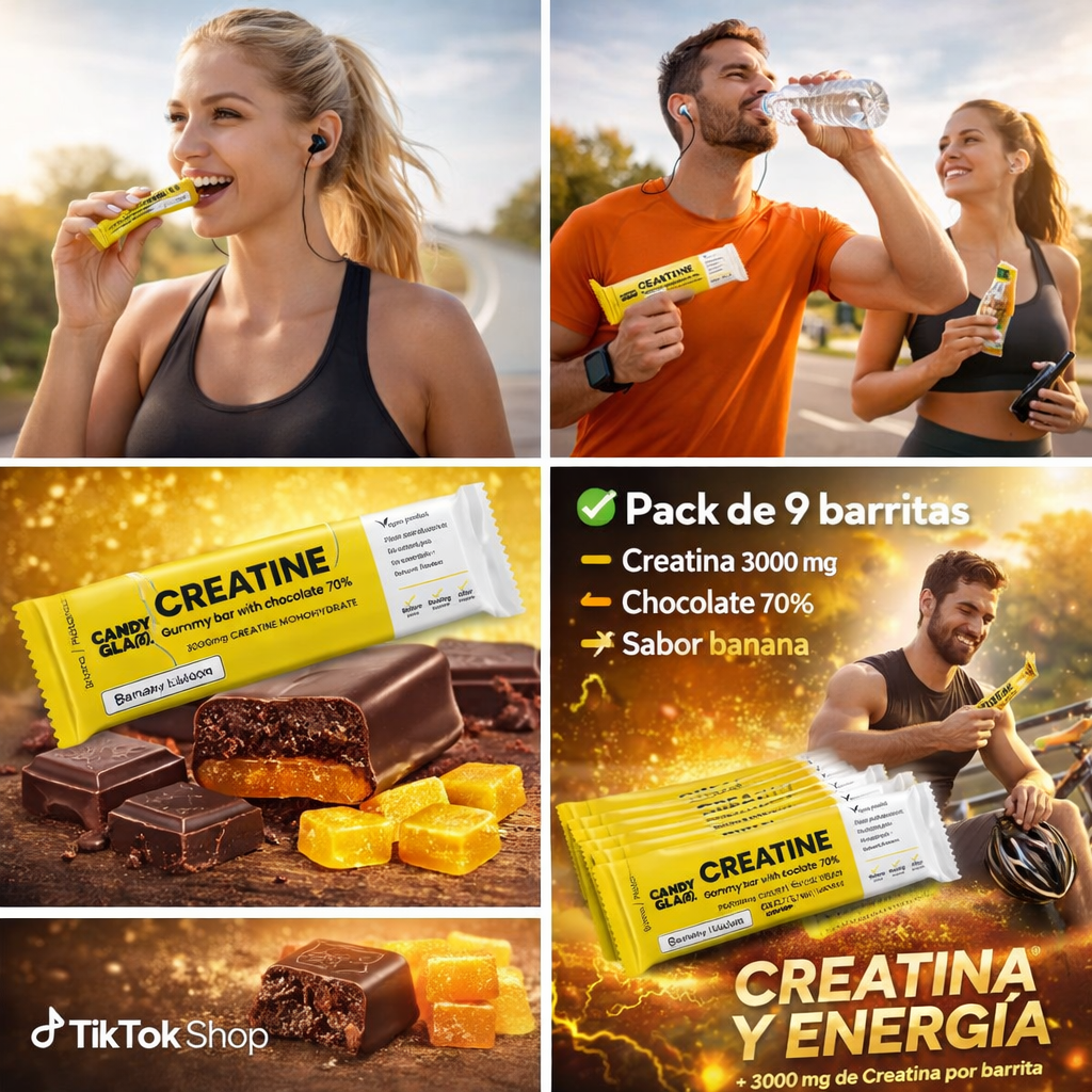 Candyglam Creatine | Gummy Bar Vegana Con Chocolate 70% | 3g Creatina Creavitalis® | Pack 24 Barritas_5