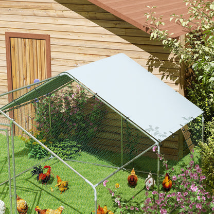 Gallinero Para Exterior Pawhut Acero Plata 300x340x190 Cm_4