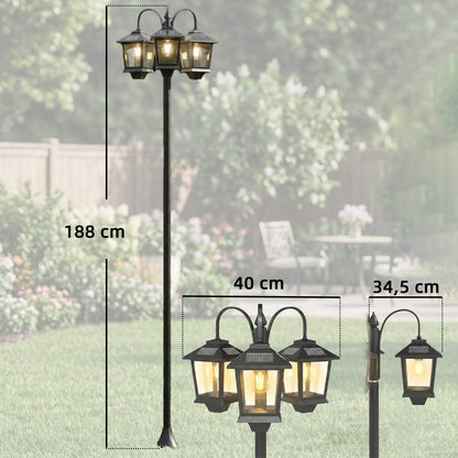 Farola Solar Outsunny Abs, Aluminio Negro 40x34.5x188 Cm_2