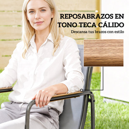 Conjunto De Jardín Outsunny Acero Galvanizado, Textilene Gris 150x80x73 Cm_5