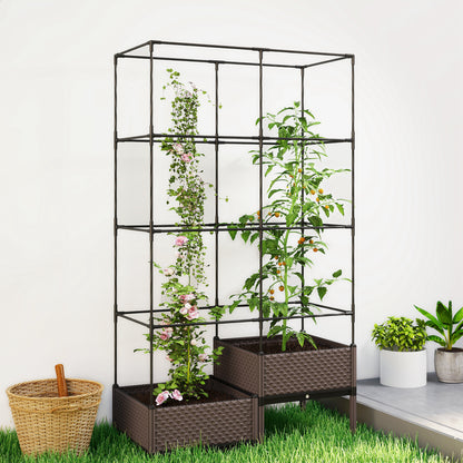 Jardinera Con Enrejado Outsunny Acero, Pp Negro 100x50x174 Cm_1