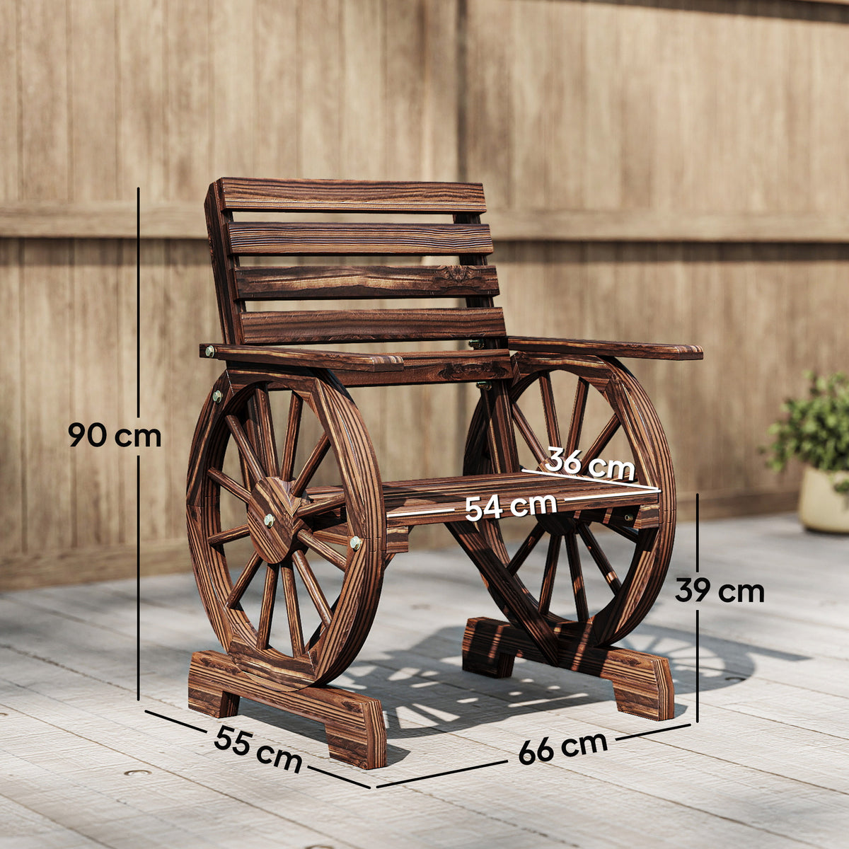 Silla De Jardín Outsunny Madera De Pino, Madera De Abeto Carbonizado 66x55x90 Cm_2