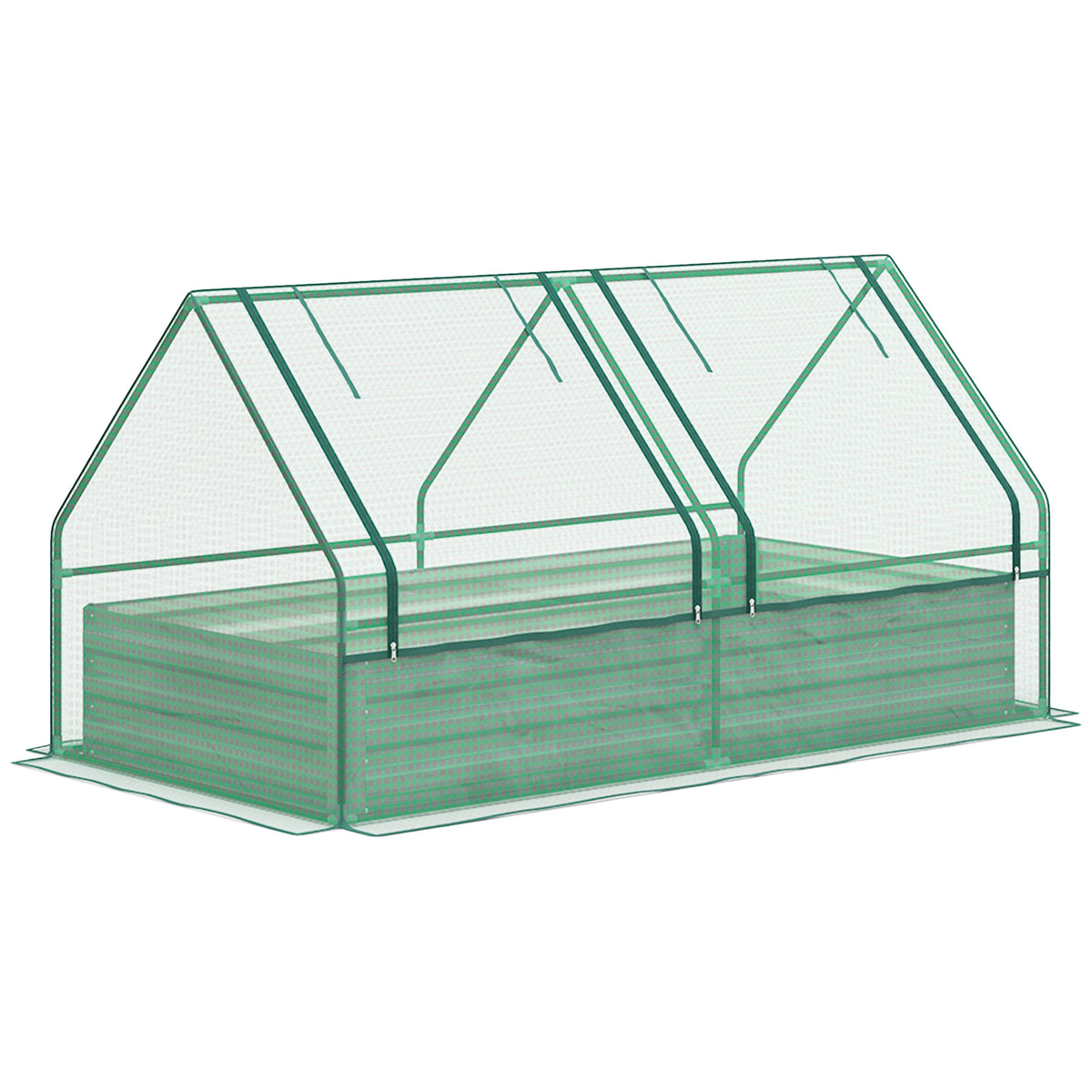 Jardinera Con Invernadero Outsunny Acero Galvanizado, Pe Verde Y Gris 185x95x92 Cm_0