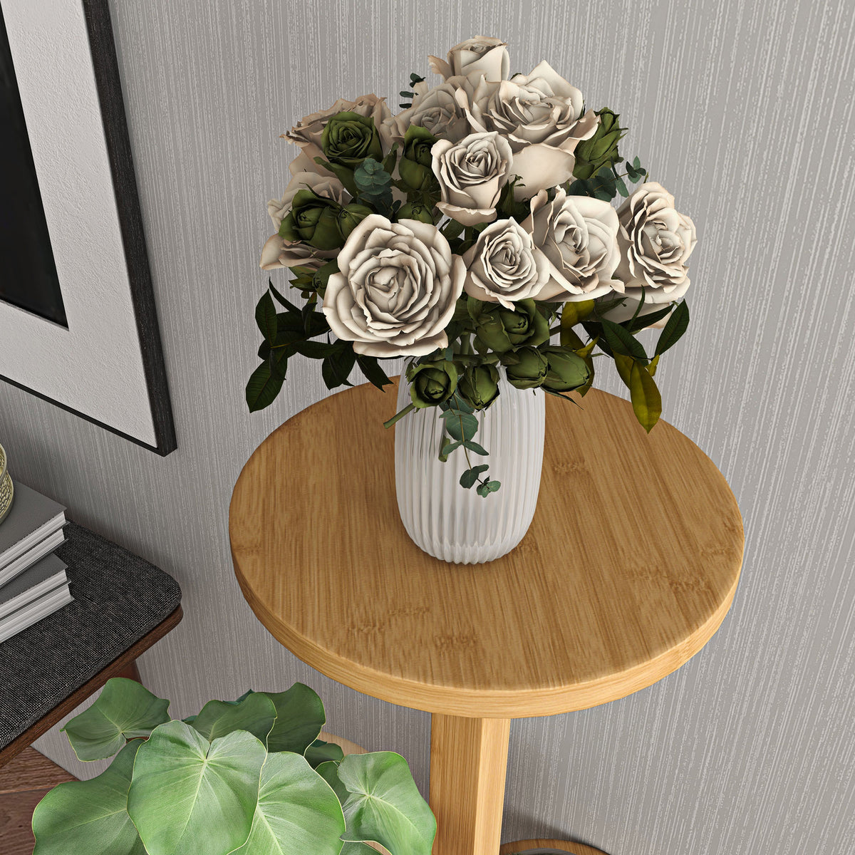 Soporte Para Plantas Outsunny Bambú Madera Natural 33x33x90 Cm_4