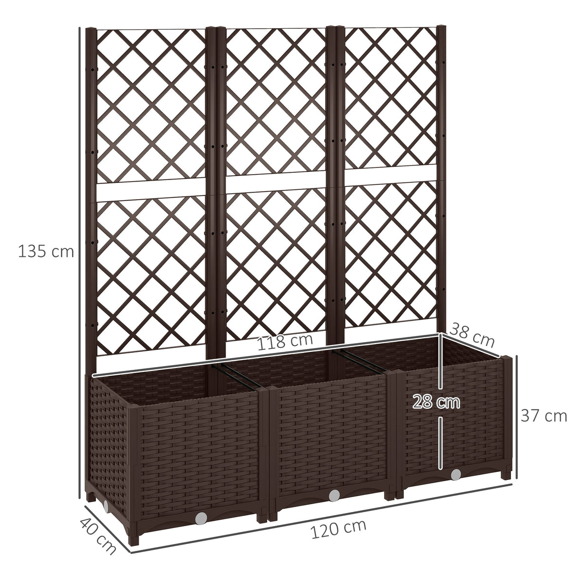 Jardinera Con Enrejado Outsunny Pp Marrón 120x40x135 Cm_2