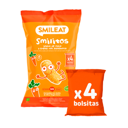 Smilito Maíz, Avena y Zanahoria Multipack ECO Smileat 4 bolsitas de 12g.