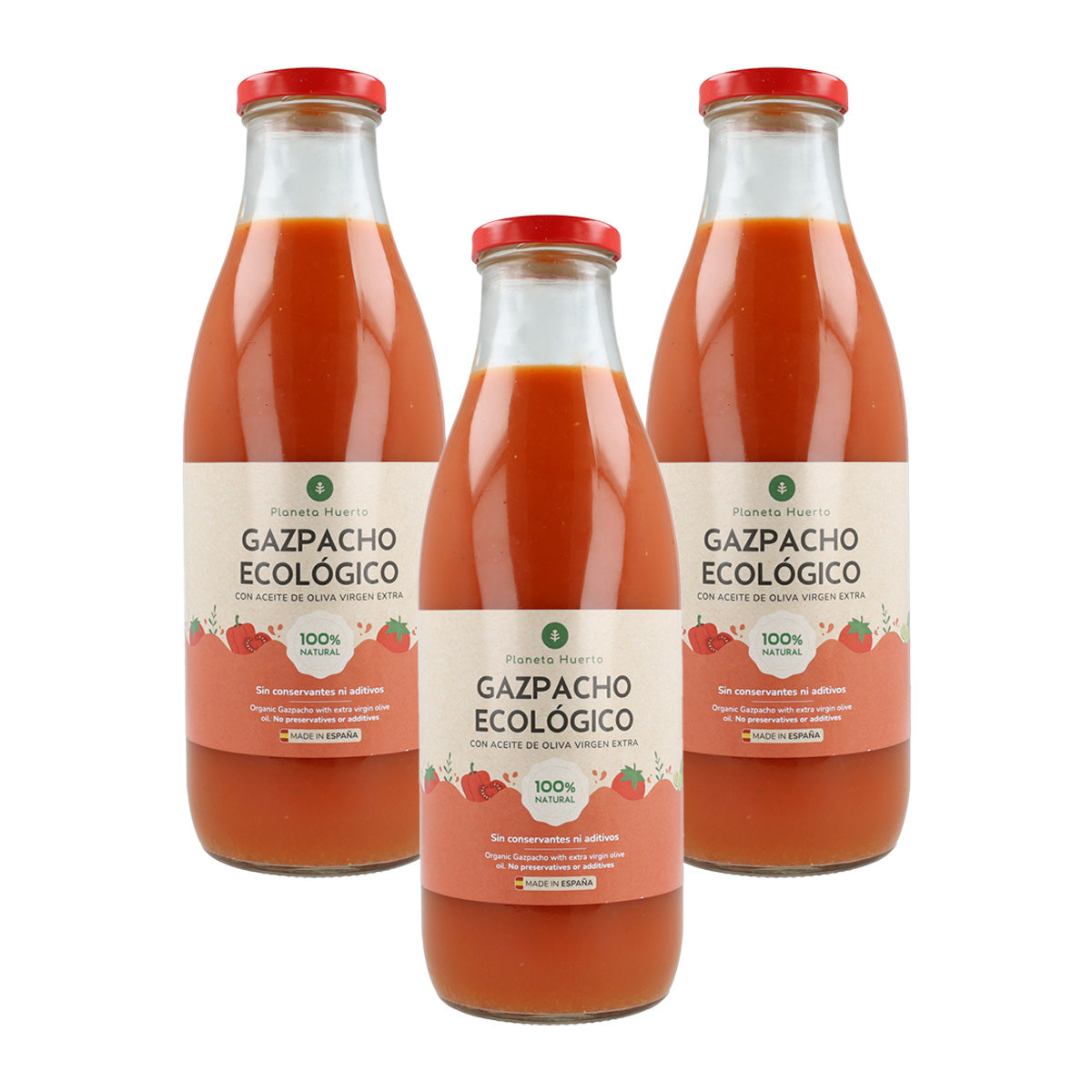 Pack 3x Gazpacho tradicional ECO con AOVE Planeta Huerto 1L