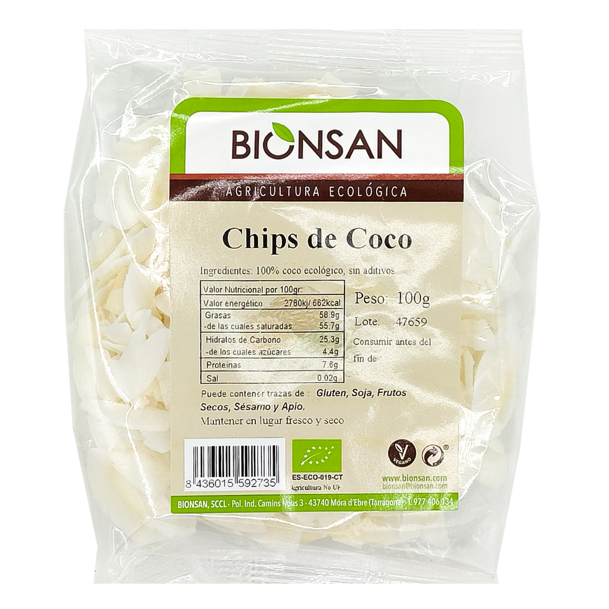 Chips De Coco Sin Azúcar Eco Bionsan 100gr_0