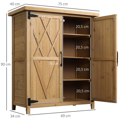 Caseta Jardín De Madera Para Herramientas Outsunny 75x40x90 Cm Natural_2
