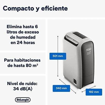 Deshumidificador DNS65 silencioso con ionizador Delonghi